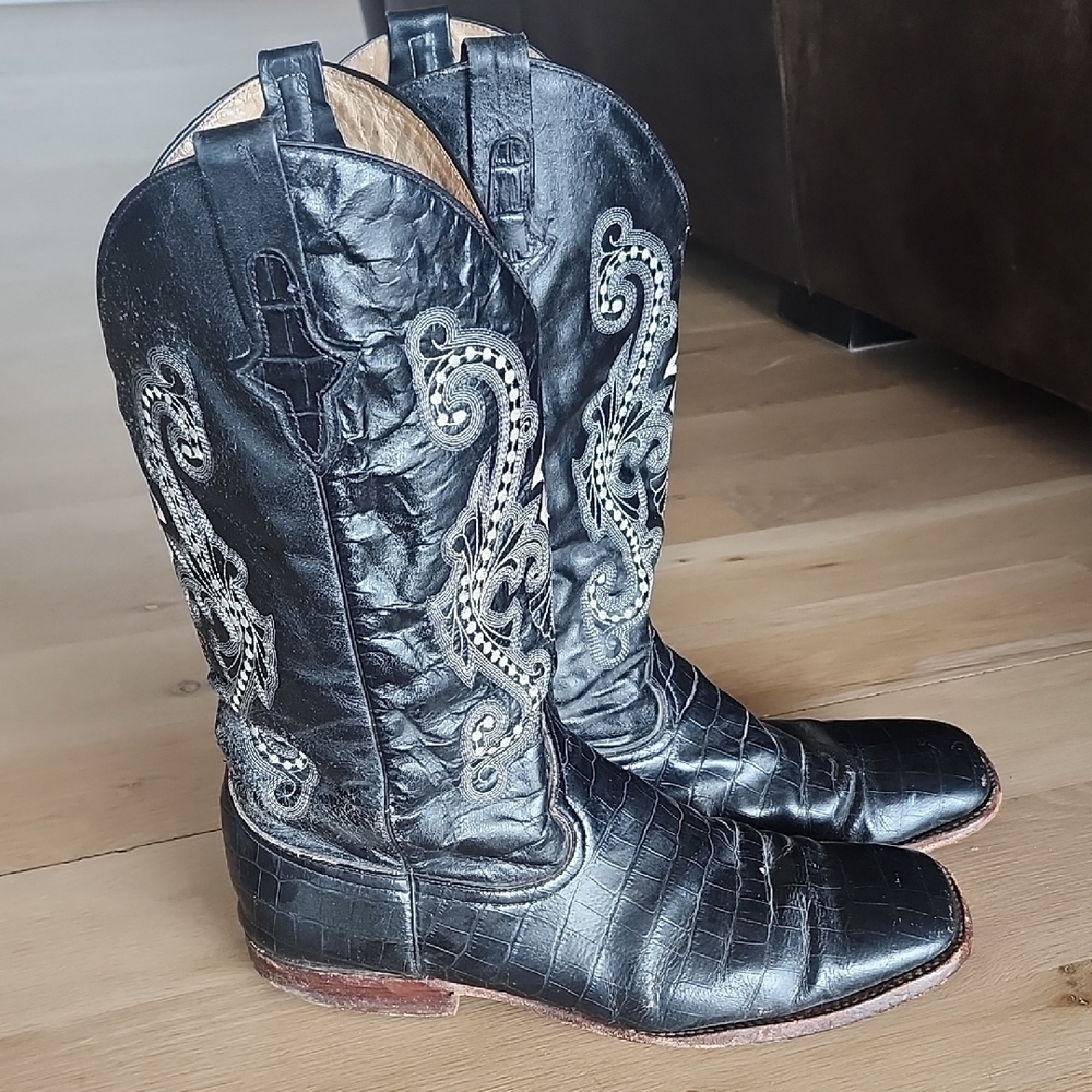 Ferrini Black Lizard Cowboy Boots